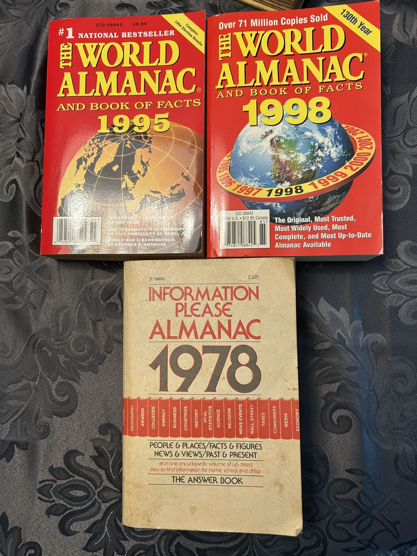 3 Paperback Almanacs. 1978, 1995 and 1998