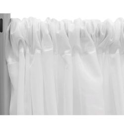 	 Sheer Voile Flame Retardant (FR) 10ft H x 118" W Drape/Backdrop Curtain Panel - White