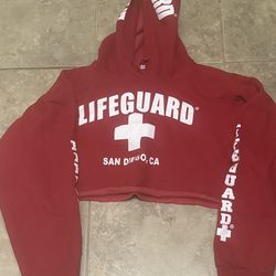 cropped life guard sweatshirt.  
