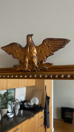 Wood gold framed Eagle mirror
