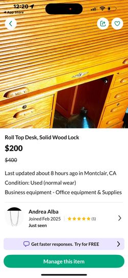 Solid Wood Roll Top
