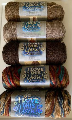 5 Lot I Love this Yarn Print Browns Crochet Knit