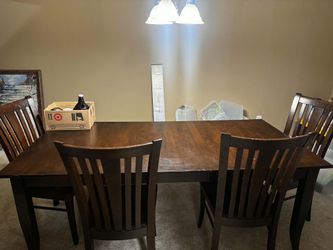 Dark Wood Dining Table Set with 4 Chairs and Bench