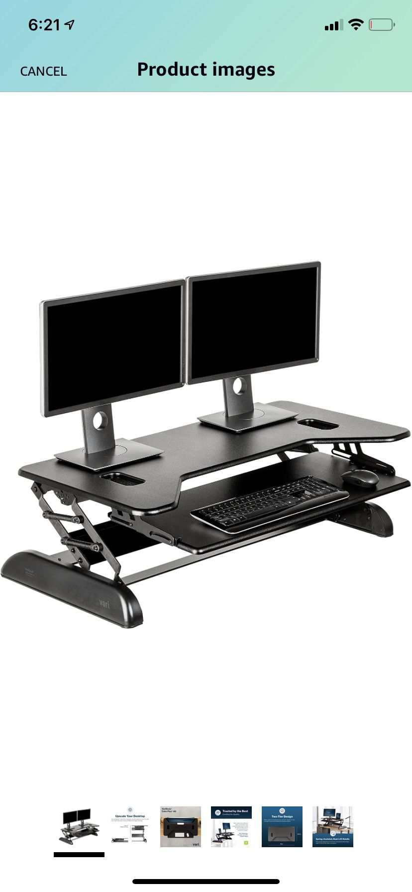 Black Vari Small Space Standing Desk CubePlus 40
