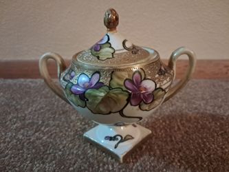 Vintage Handpainted Sugar Bowl And Creamer 