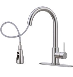 FGKQ Kitchen Faucet with Pull Down Sprayer,Kitchen Sink Faucet with Sprayer and Deck, Commercial Faucet for Kitchen Sink Stainless Steel,Single Handle