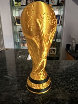 3-D printed FIFA World Cup Trophy Gold w/ Black Trimming