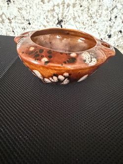Cool Hand Made Brown Pottery Planter Bowl