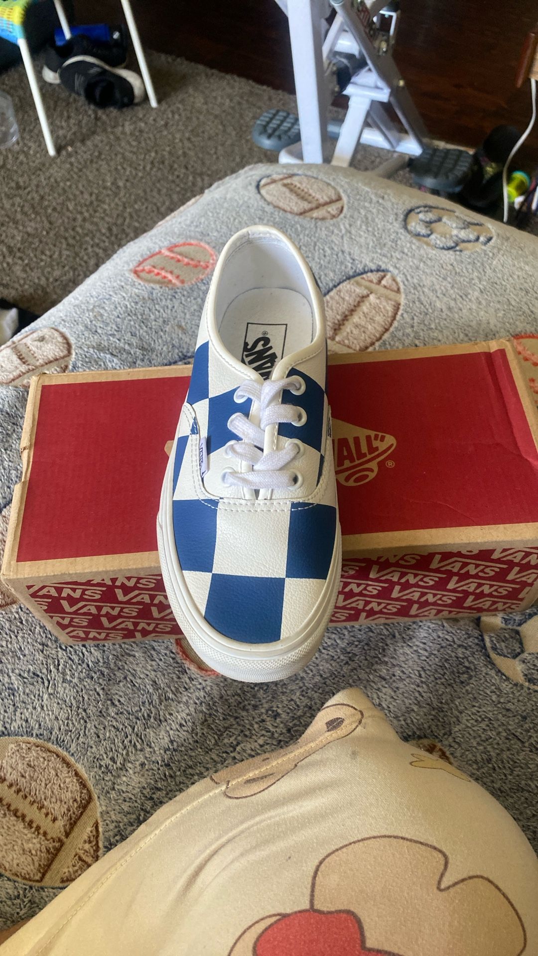 Leather Blue White Shoes