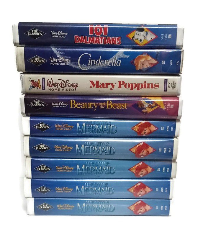 Group Lot Of (9) Vintage Disney Home Movies Original Clamshell VHS TAPES- BANNED COVER ART!
