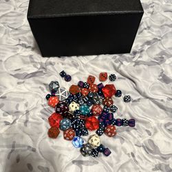 MTG Box With A Bunch Of Random Dice 