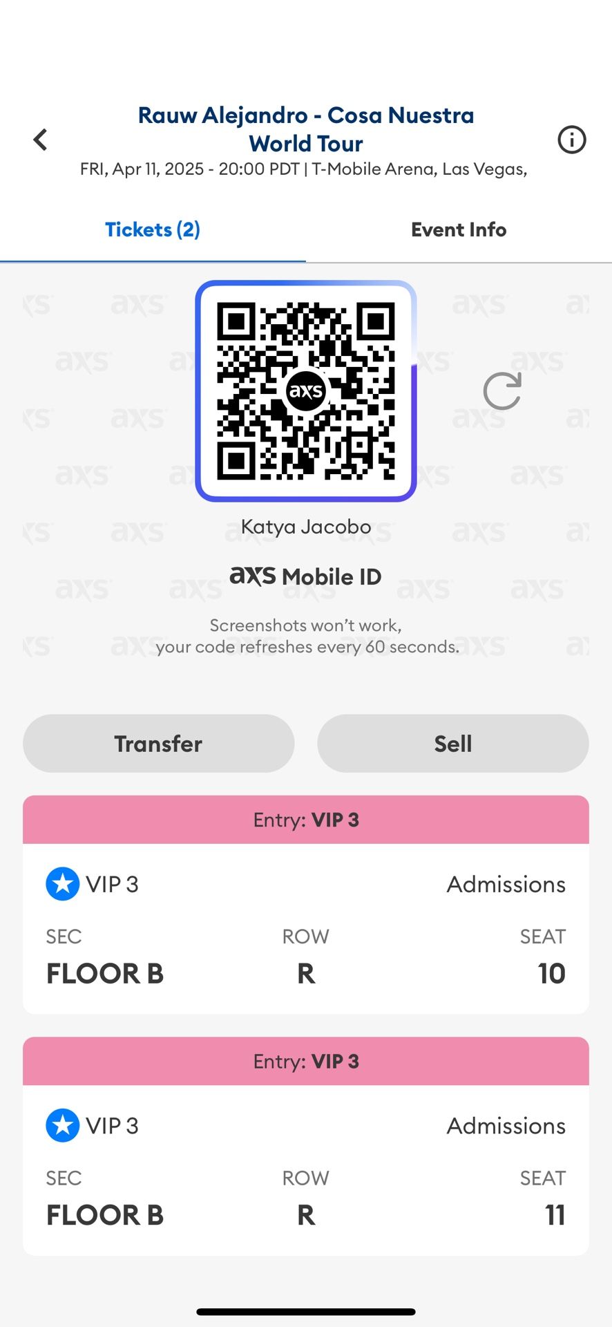 2 VIP Rauw Alejandro Tickets 