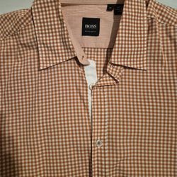 Men's Orange Hugo Boss Dress Shirt Size Medium