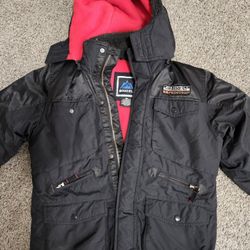 Snozu Expedition Hooded Insulated Jacket Black Red Lined Men’s L
