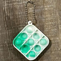 New White & Teal Silicone Bubble Popping Keychain Fidget Toy
