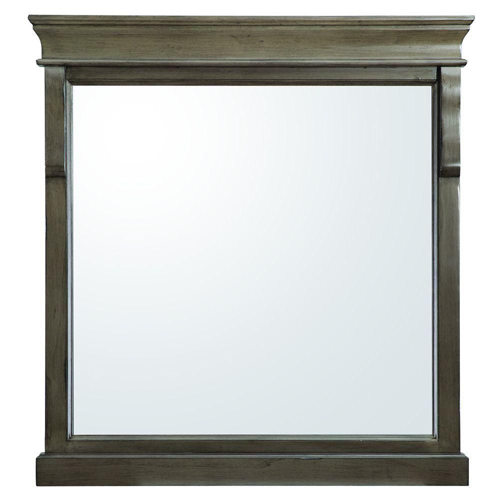 For Parts - Home Decorators Collection Naples 30 in. x 32 in. Wall Mirror in Distressed Grey