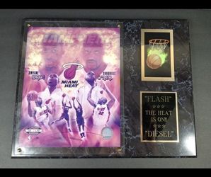 NBA Dwayne Wade/ Shaquille O'Neal Miami Heat PLAQUE 2005 15 X 12 Black