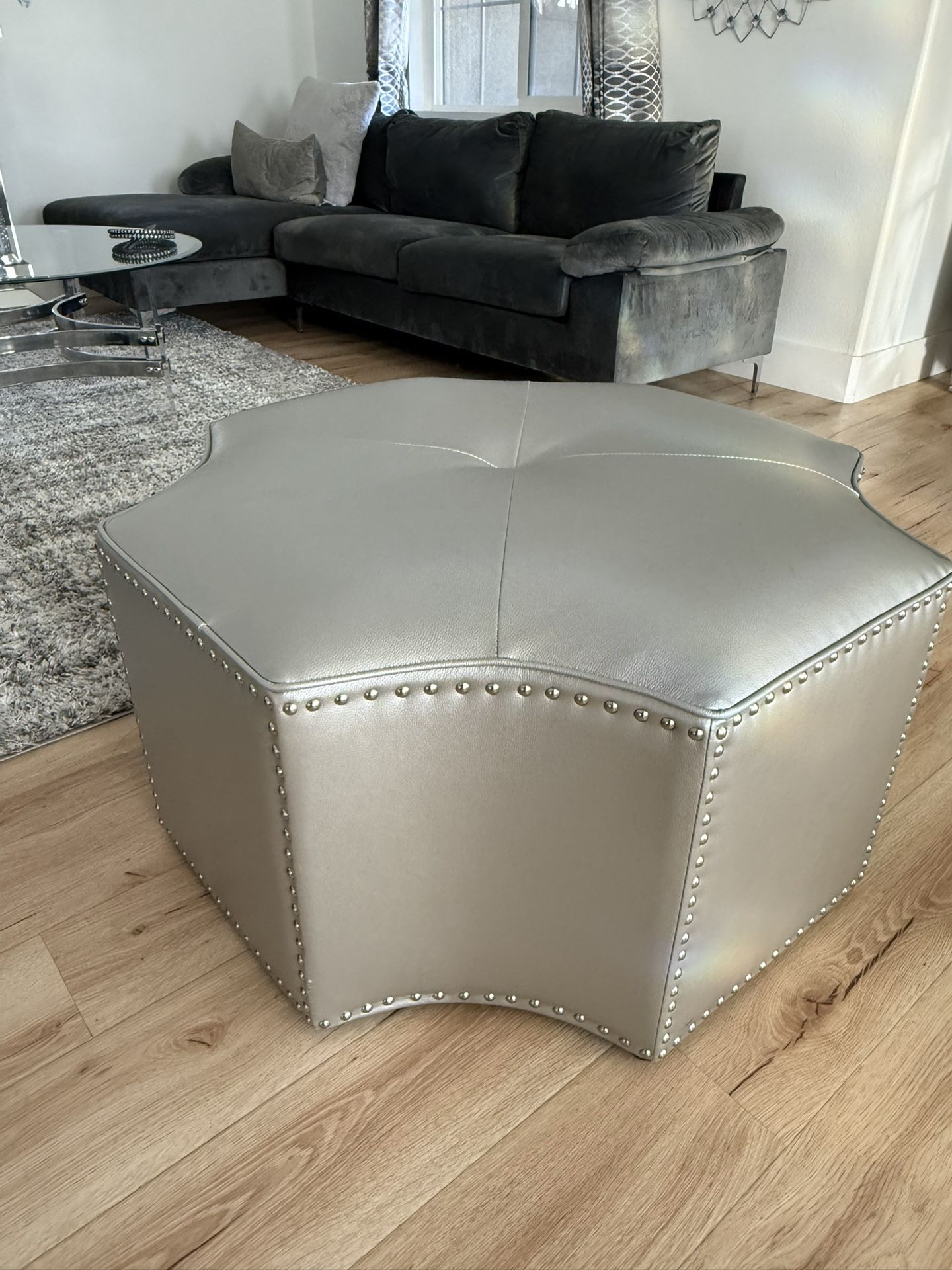 Silver Studded Ottoman