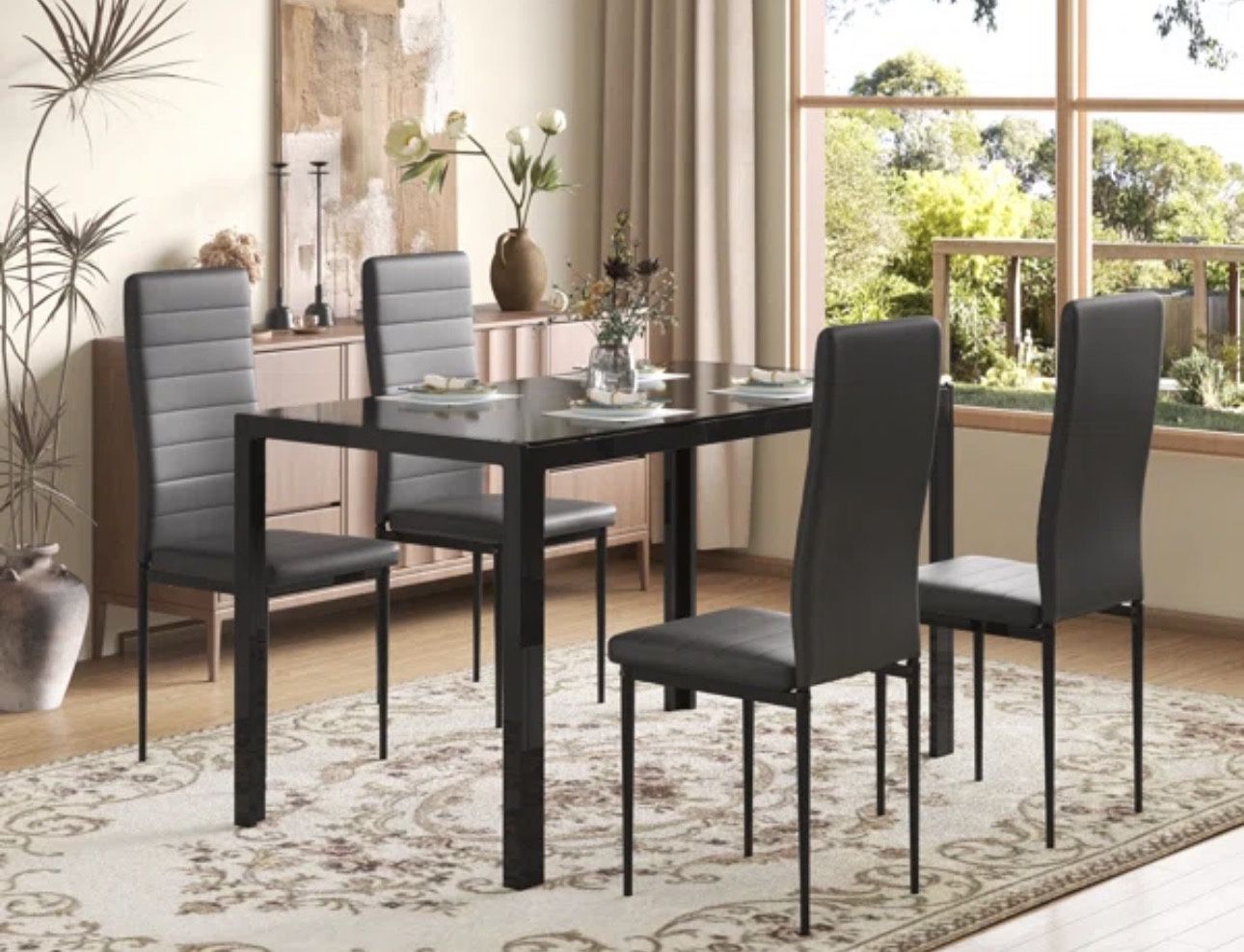 New Glass Top Dining Table Set 