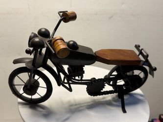Handmade Metal and Wood Motorcycle Figurine