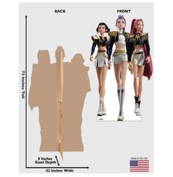 KPop Demon Hunters Huntr/x Golden Cardboard Cutout Standee – Life Size Character Display for Fans, Parties, or Room Décor – Rumi, Myra, and Zoey Golde