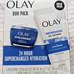 Olay Duo Pack 24 Hour Supercharged Hydration with Hyaluronic Fragrance-Free NEW