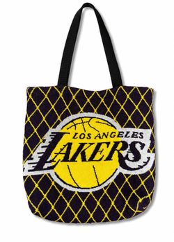 Vintage Los Angeles Lakers Woven Knit Tote Bag Purse Vintage Rare
