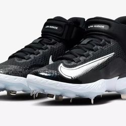 Brand New Nike Alpha Huarache Elite 4 Mid Metal Baseball Cleats Black Sizes 7, 7.5, 8, 9.5, 12