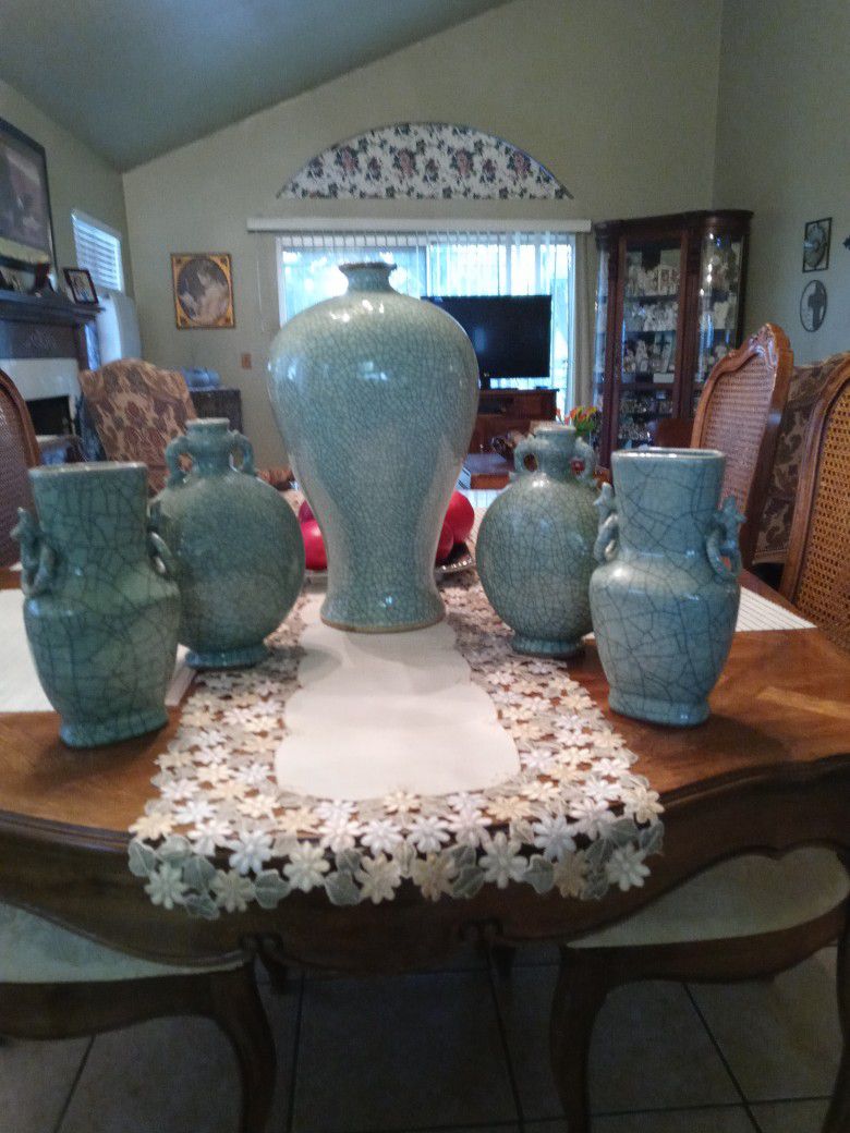 5 Vase Antique Ligth Green