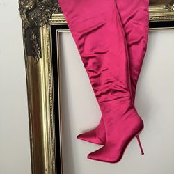 Public Desire Over The Knee Satin Boots
