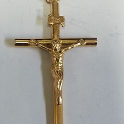 14KT Yellow Gold Crucifix Pendant Beautiful Design OrItalia 585 Large Medium size 64 mm Drop 32 mm Wide Crucifix Pendant 