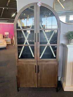Arched Glass Door Display Cabinet，$580