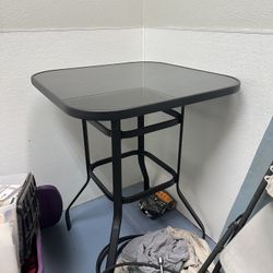Smoked Glass And Metal Bistro Table