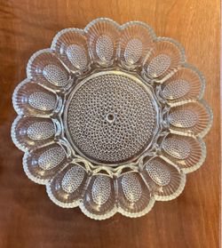 Vintage Indiana Glass Bubble Hobnail Deviled Egg & Relish Tray