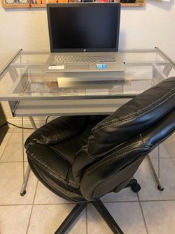 Computer desk and chair.