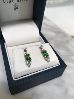Tsavorite and diamond earrings in 14K white gold – valued at $4000