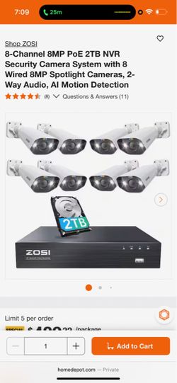 ZOSI 8 channel security camera