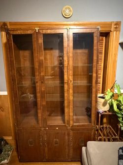 FREE- Large solid-wood display cabinet / hutch with glass doors