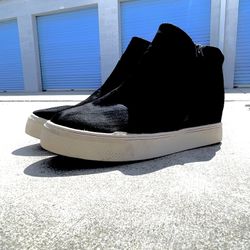 Black Wedge Sneakers - Size 10