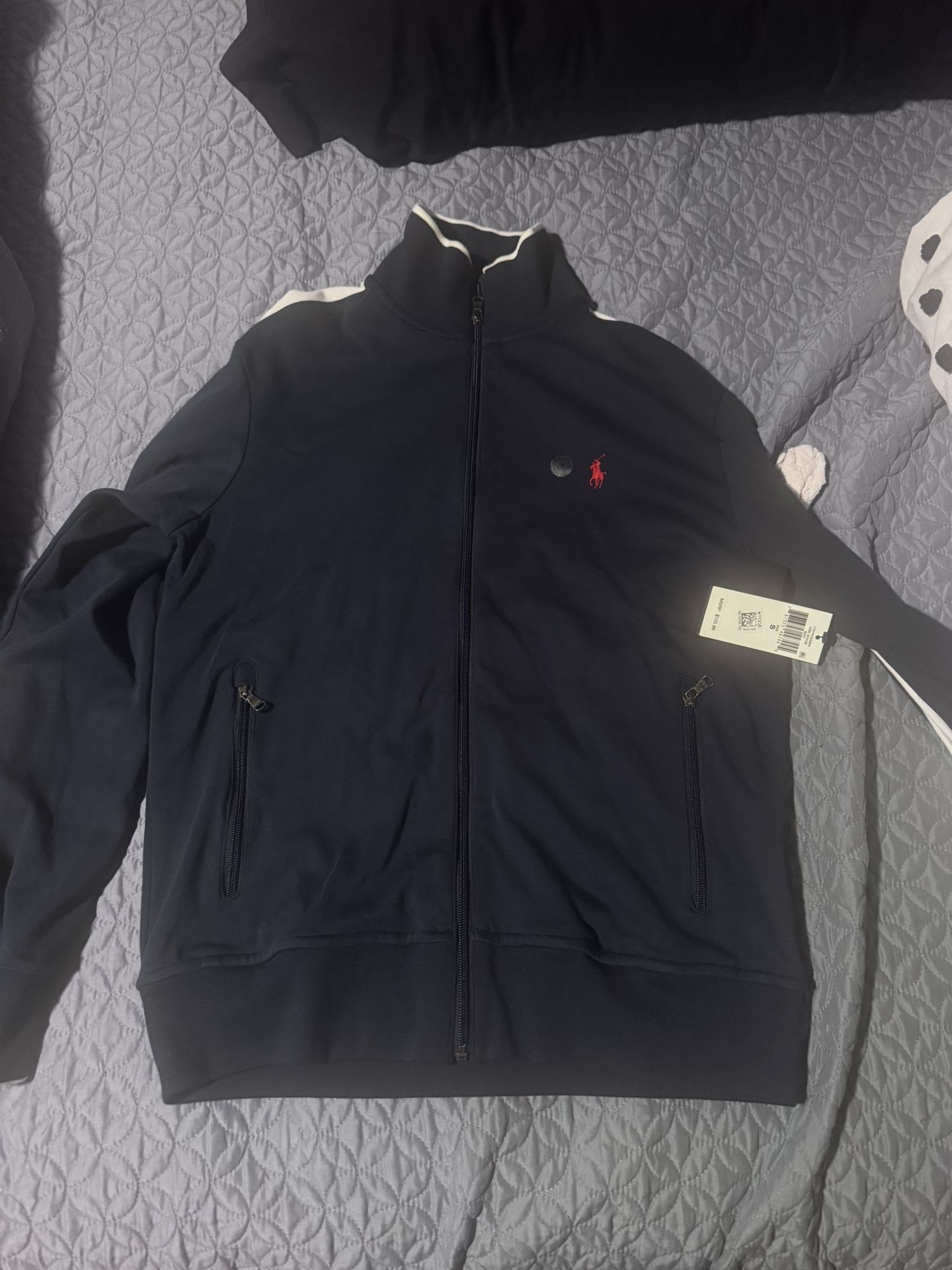 Polo Ralph Lauren Double Knit Track Suit – Navy/White Stripes (Small)