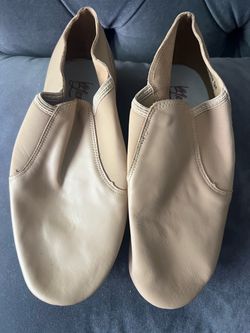 Tan Leather Slip-On Jazz Dance Shoes