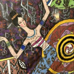 Original  Signed 1990  Painting By Chinese Artist Zhuang Da Shuan 