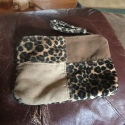 Leopard Change Purse Or Make Up bag Good Condition