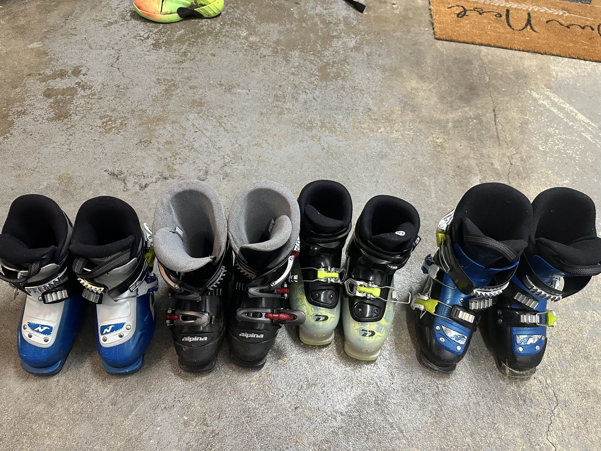 Several Kids Ski Boot