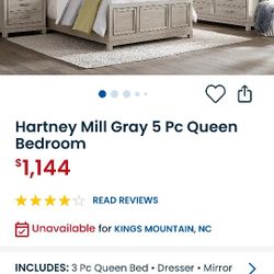 Queen Bed With Mattress & Dresser Mirror 