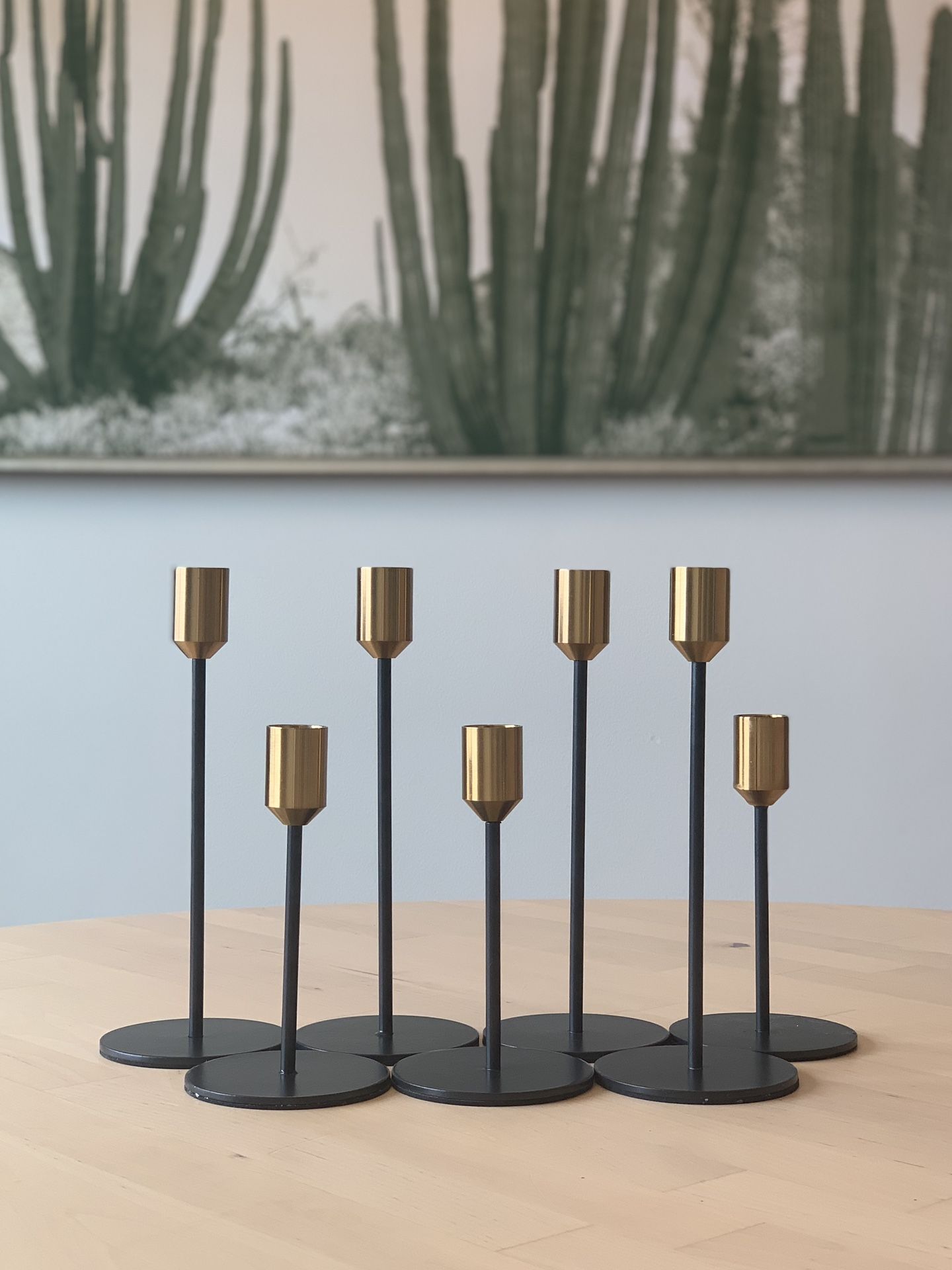 Modern Candle Holders for Tapered Candles in Black and Gold