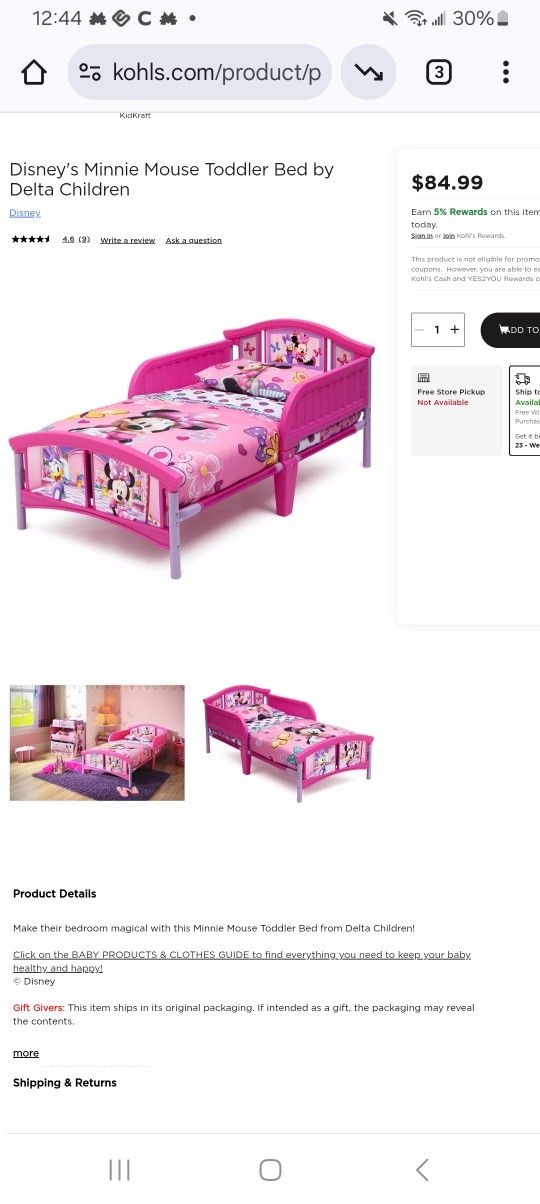Disney bed pink