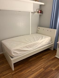 White Twin Bed Frame with Mattress