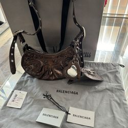Balenciaga Dark Bronze Metallic Le Cagole Purse 