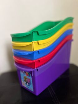 Storex Interlocking Book Bins, 5 1/3 W x 14 1/3 L x 7 H, 5 Color Set, Plastic
